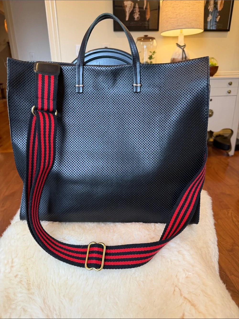 Clare V. Simple Tote Bag-black Perf - Picture 13 of 14